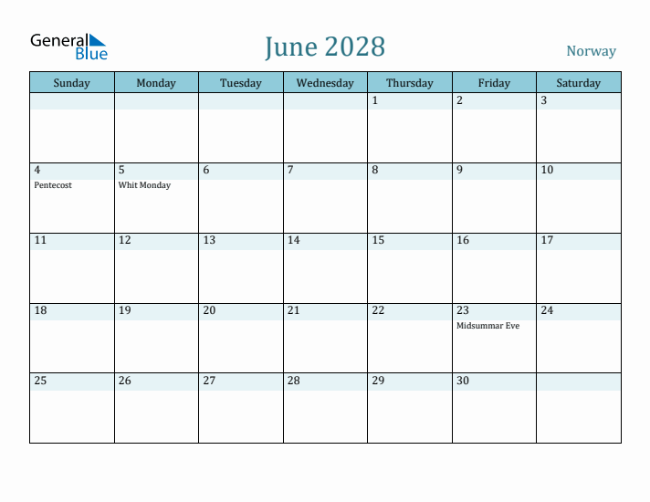 June 2028 Calendar with Holidays