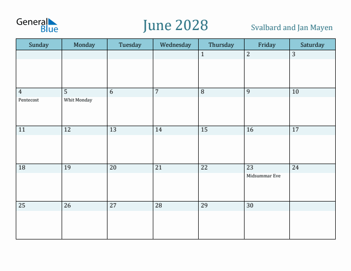 June 2028 Calendar with Holidays