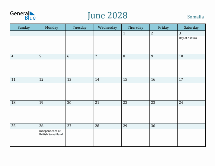 June 2028 Calendar with Holidays