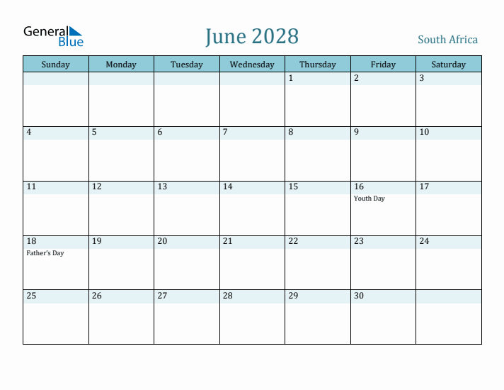 June 2028 Calendar with Holidays