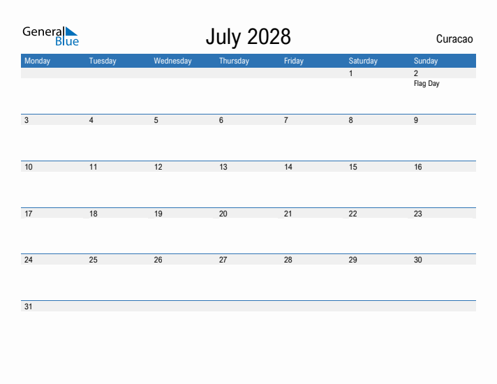 Fillable July 2028 Calendar