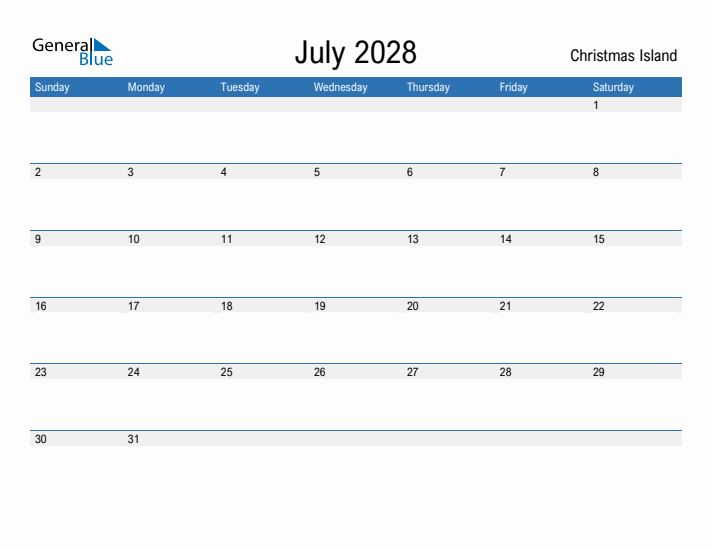 Fillable July 2028 Calendar