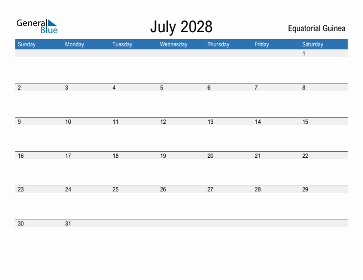 Fillable July 2028 Calendar