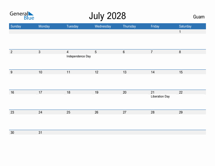 Fillable July 2028 Calendar