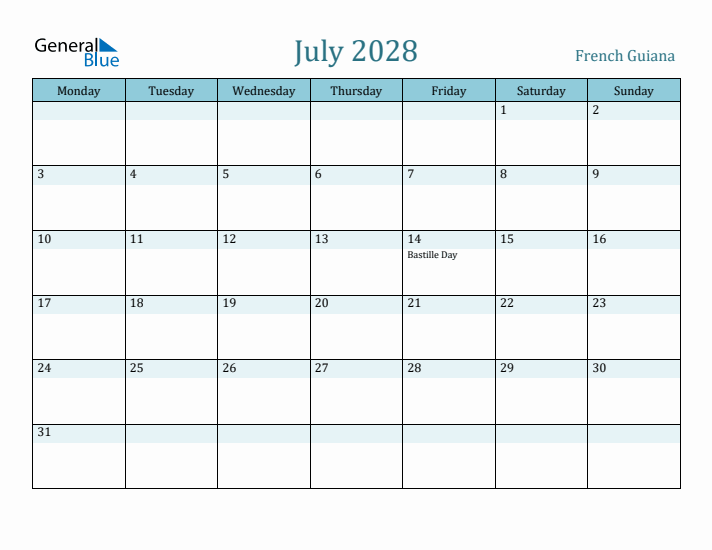 July 2028 Calendar with Holidays