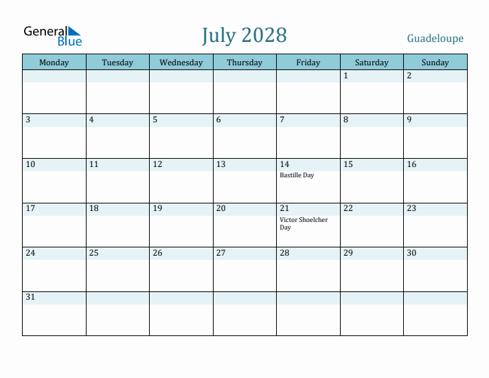 July 2028 Calendar with Holidays