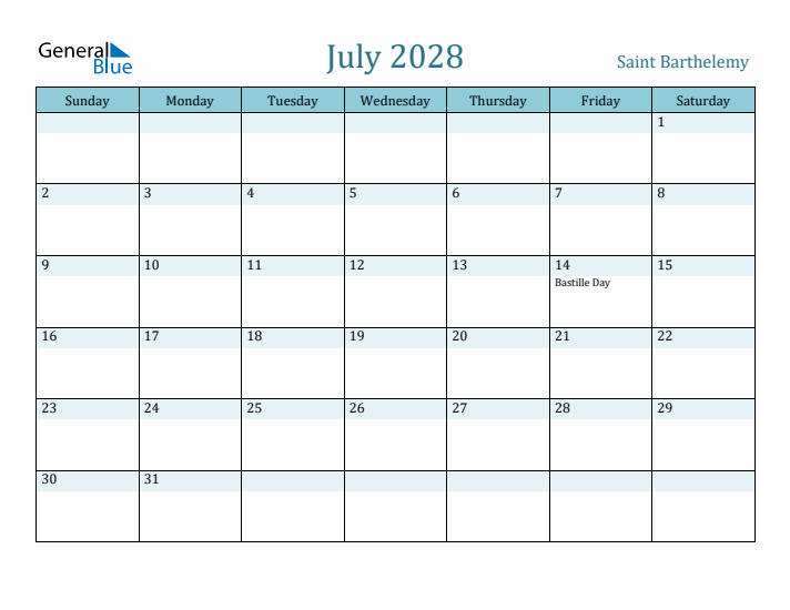 July 2028 Calendar with Holidays