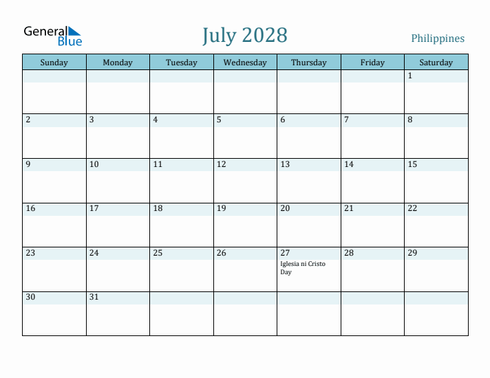 July 2028 Calendar with Holidays