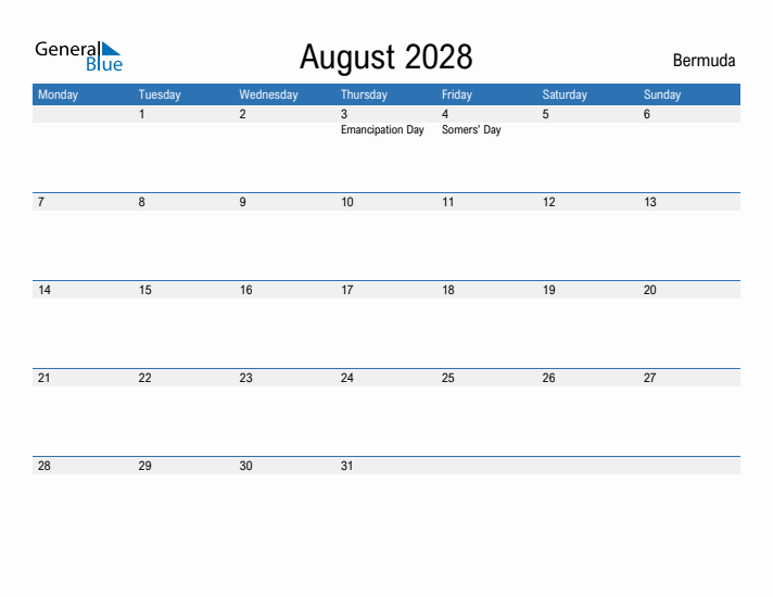 Fillable August 2028 Calendar