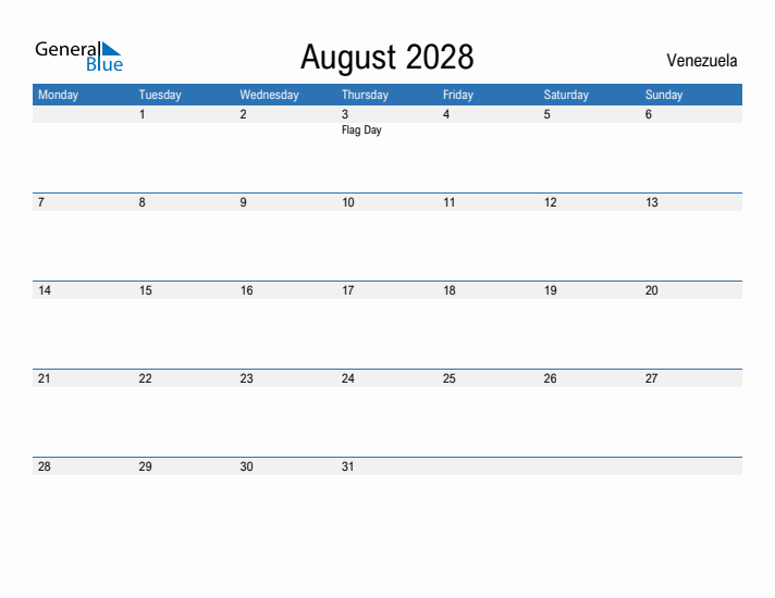 Fillable August 2028 Calendar