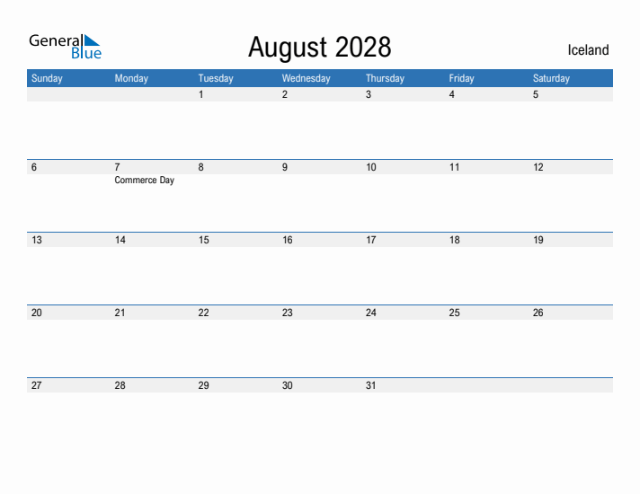 Fillable August 2028 Calendar