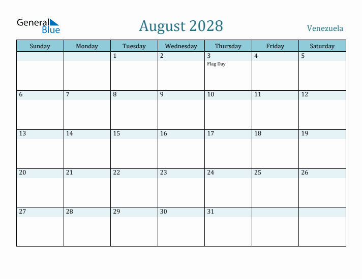 August 2028 Calendar with Holidays