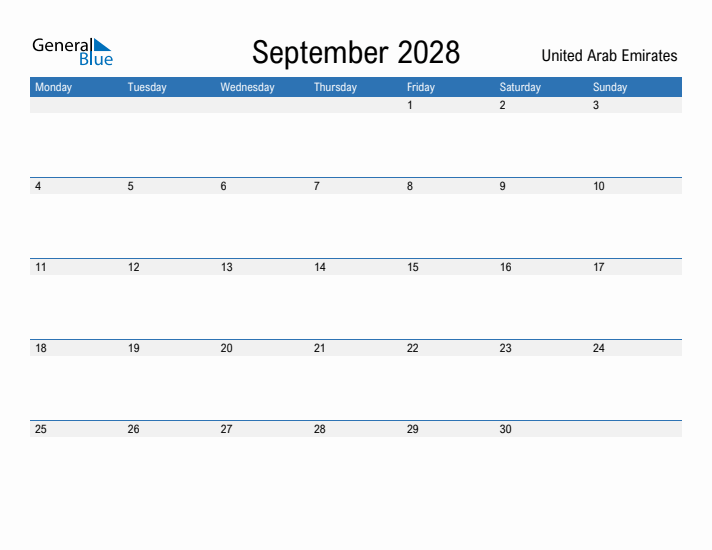 Fillable September 2028 Calendar