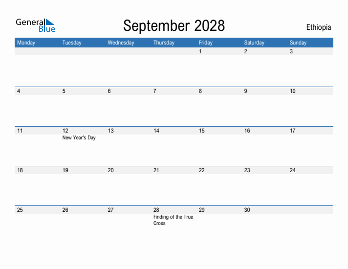 Fillable September 2028 Calendar