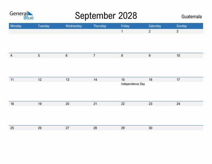 Fillable September 2028 Calendar