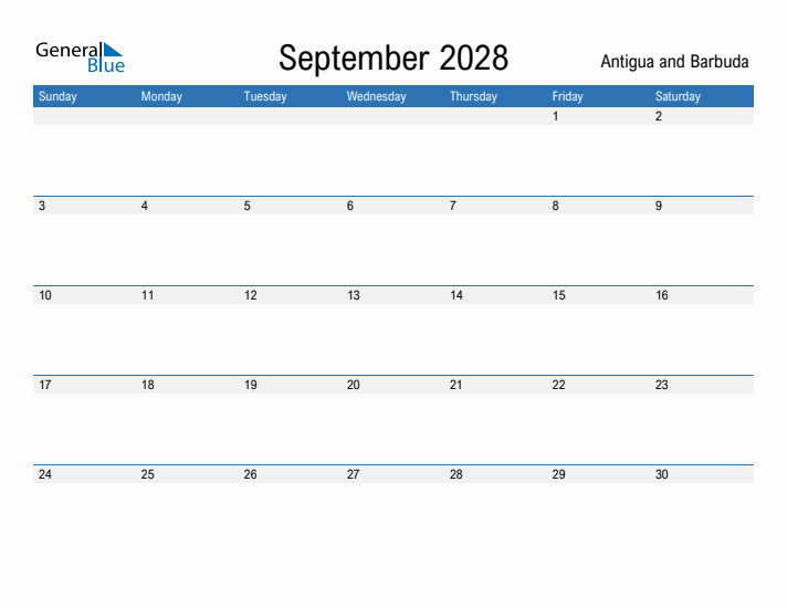 Fillable September 2028 Calendar