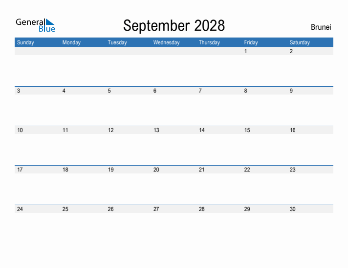 Fillable September 2028 Calendar