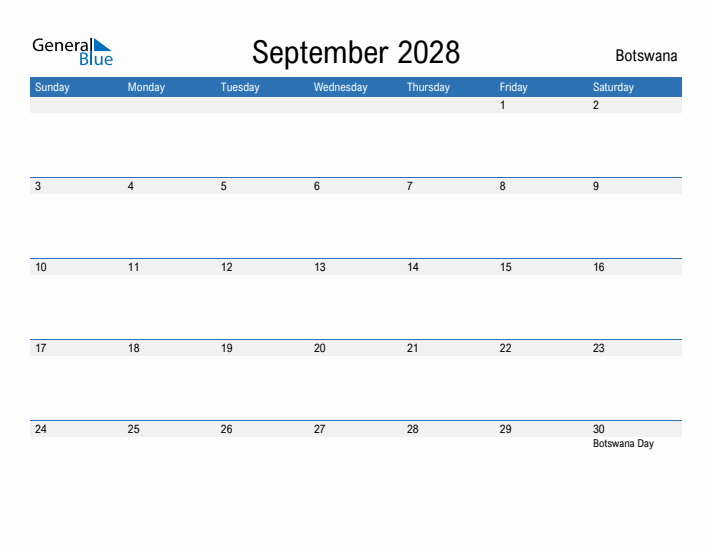 Fillable September 2028 Calendar