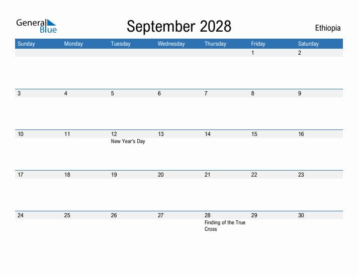 Fillable September 2028 Calendar