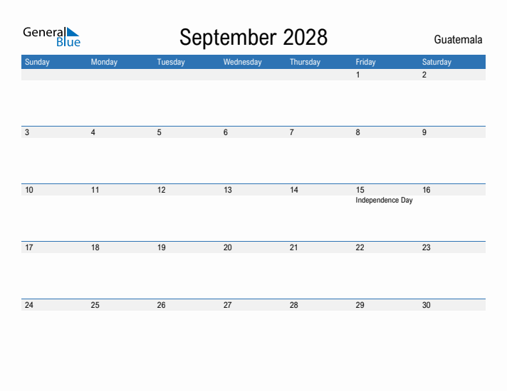 Fillable September 2028 Calendar