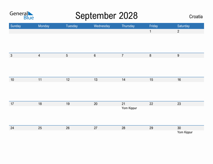 Fillable September 2028 Calendar