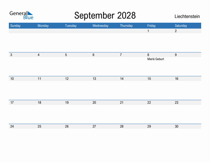 Fillable September 2028 Calendar