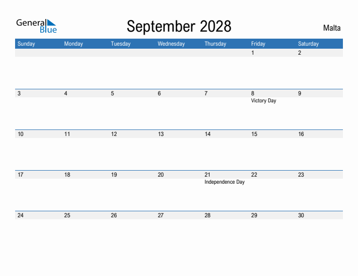 Fillable September 2028 Calendar