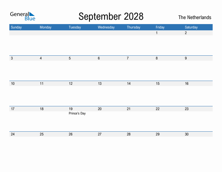 Fillable September 2028 Calendar