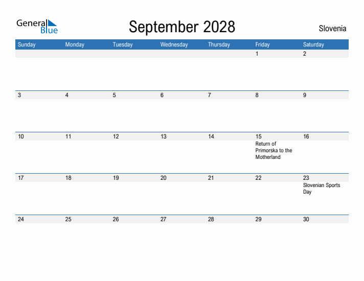 Fillable September 2028 Calendar