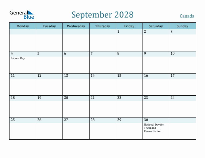 September 2028 Calendar with Holidays