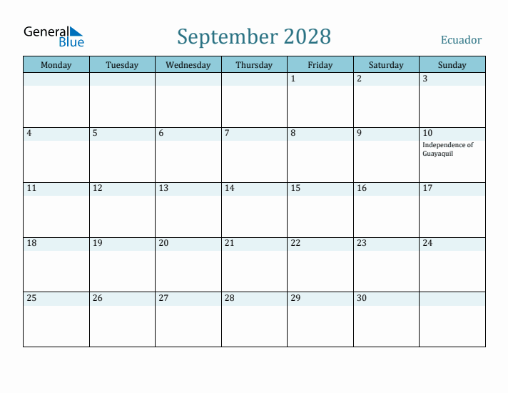 September 2028 Calendar with Holidays