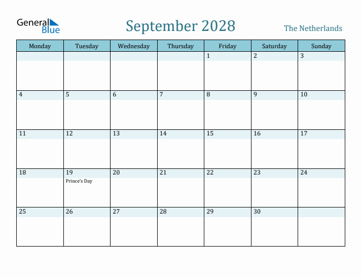 September 2028 Calendar with Holidays