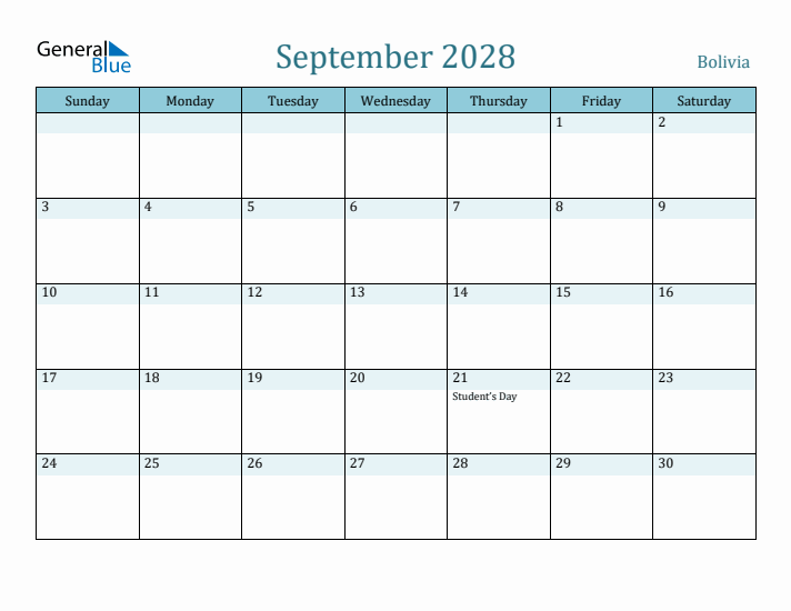 September 2028 Calendar with Holidays