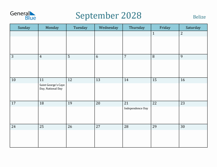 September 2028 Calendar with Holidays