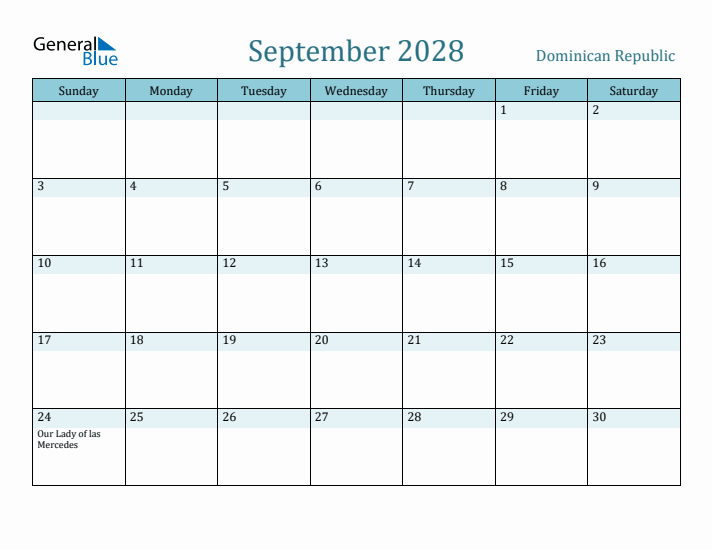 September 2028 Calendar with Holidays