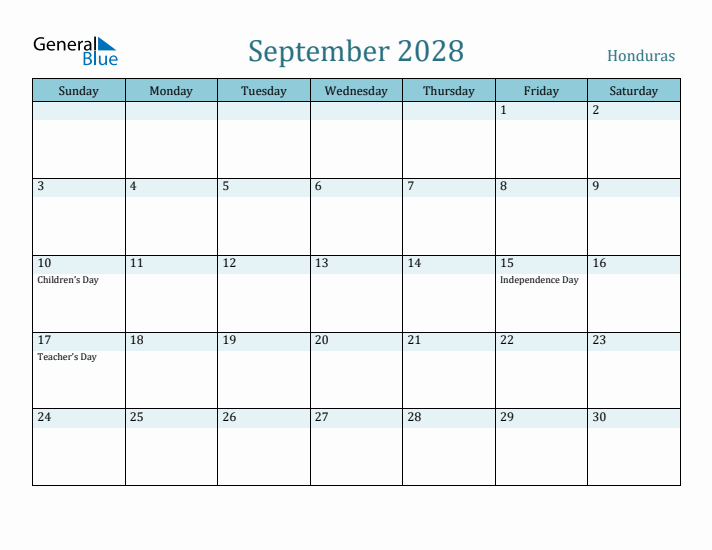 September 2028 Calendar with Holidays