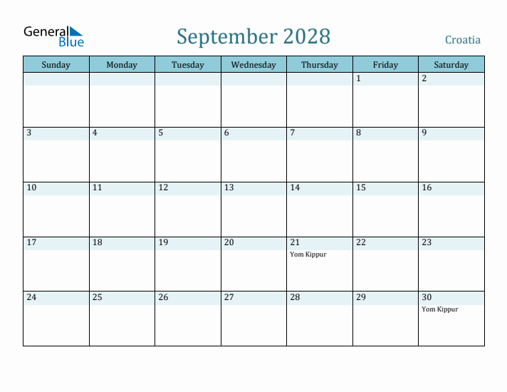 September 2028 Calendar with Holidays