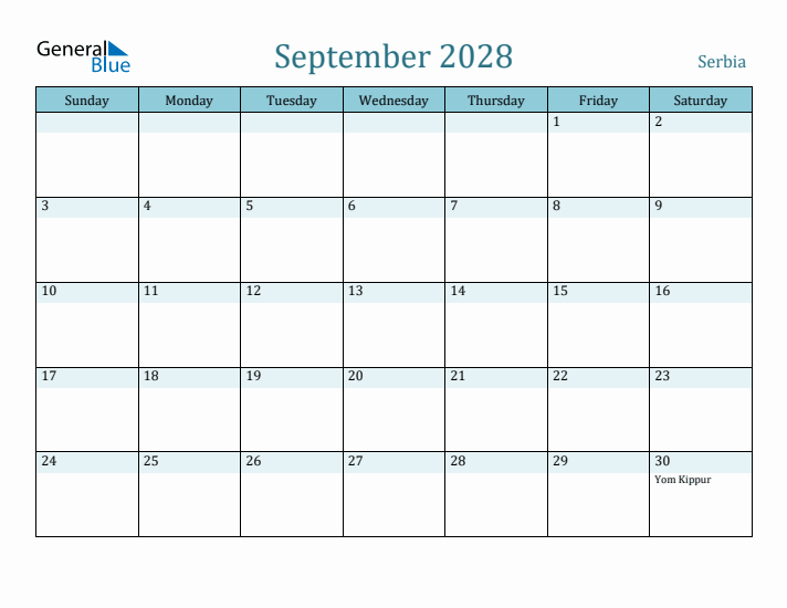 September 2028 Calendar with Holidays