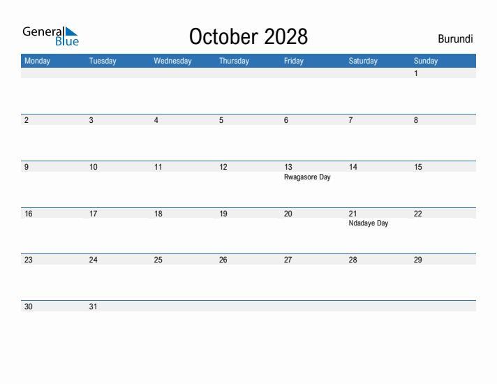 Fillable October 2028 Calendar