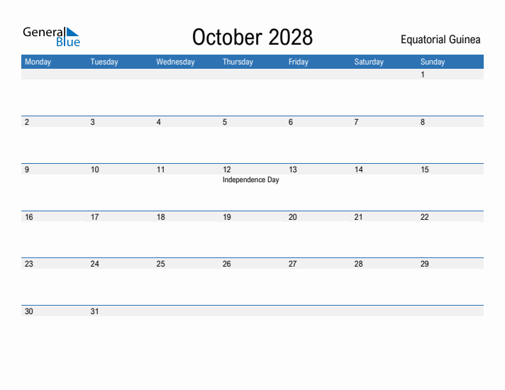 Fillable October 2028 Calendar