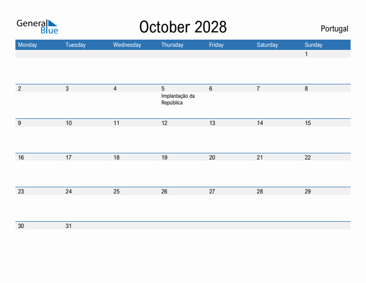 Fillable October 2028 Calendar