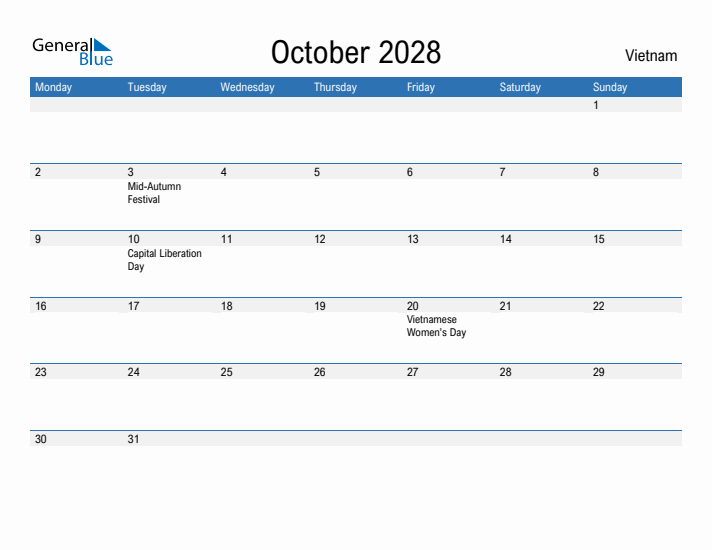 Fillable October 2028 Calendar