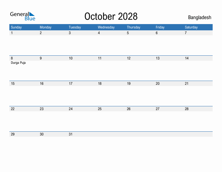 Fillable October 2028 Calendar