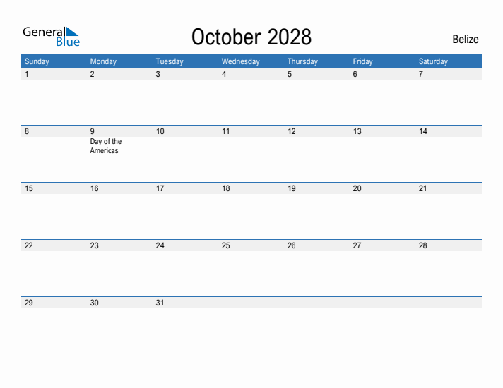 Fillable October 2028 Calendar