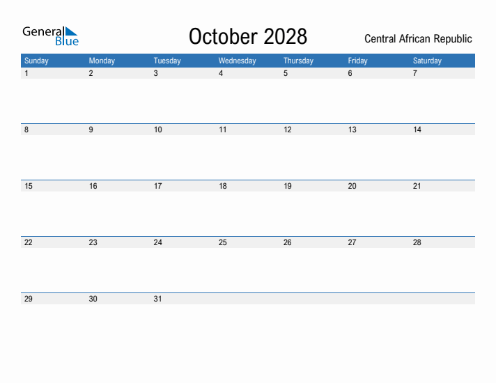 Fillable October 2028 Calendar