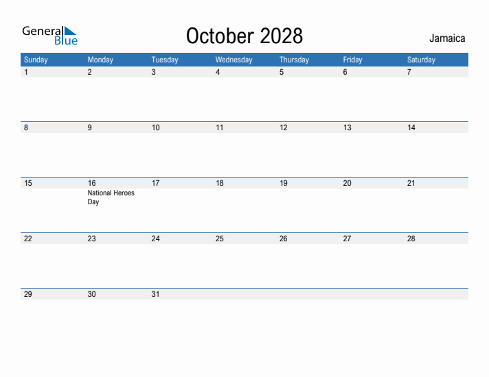 Fillable October 2028 Calendar