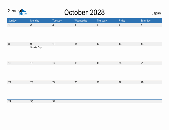 Fillable October 2028 Calendar