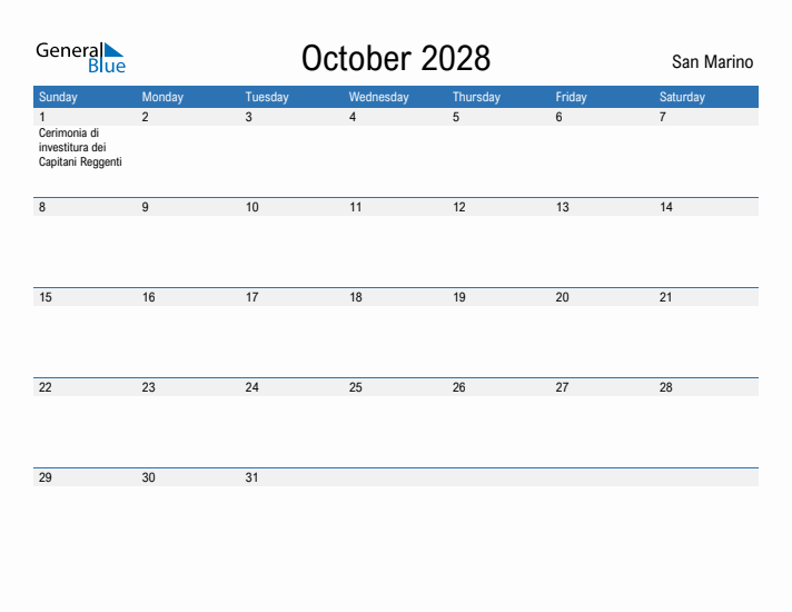 Fillable October 2028 Calendar