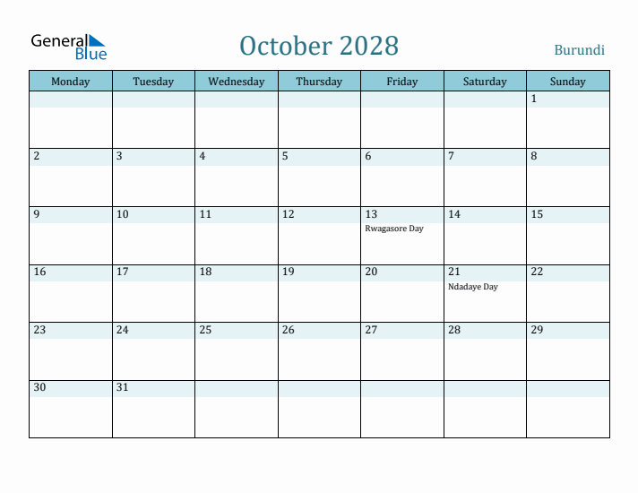 October 2028 Calendar with Holidays