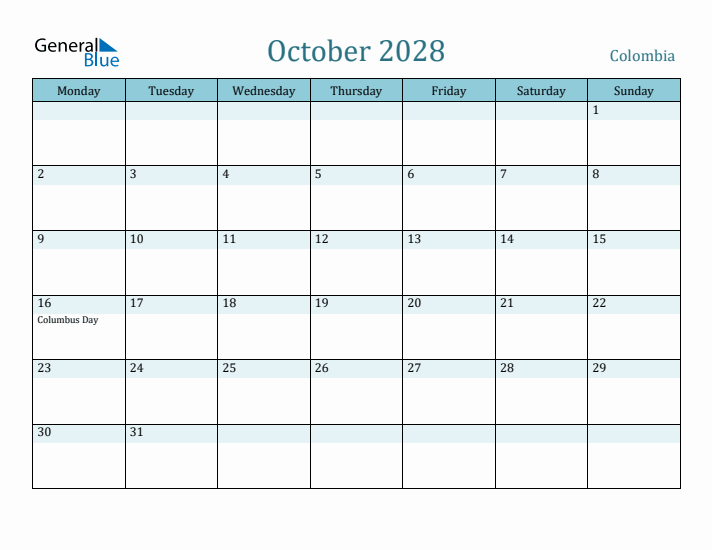 October 2028 Calendar with Holidays